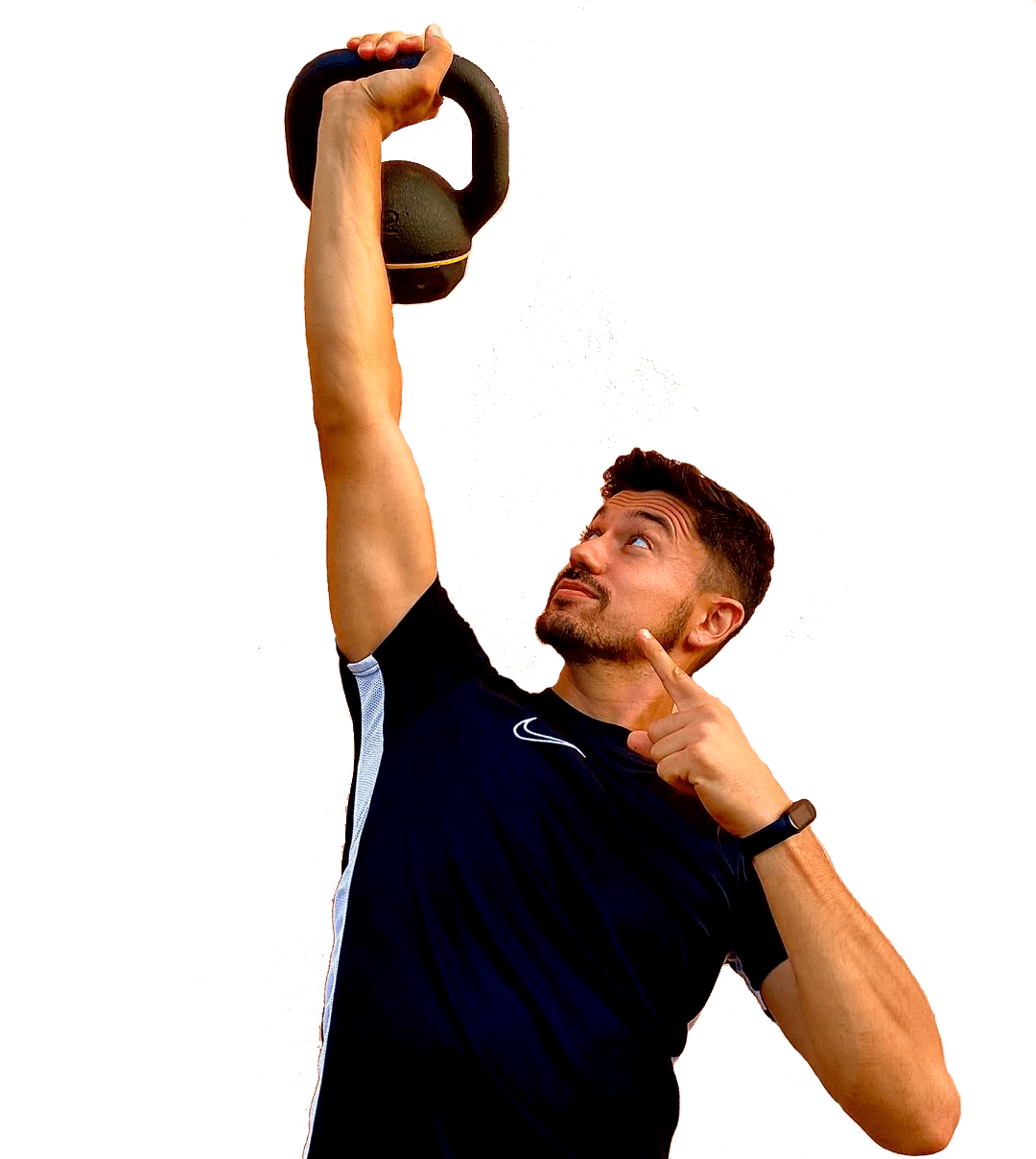 Pablo, entrenador personal con una kettlebell