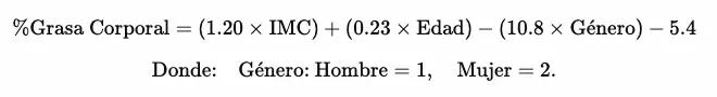 formula Deurenberg formula de deurenberg para calcular porcentaje de grasa
